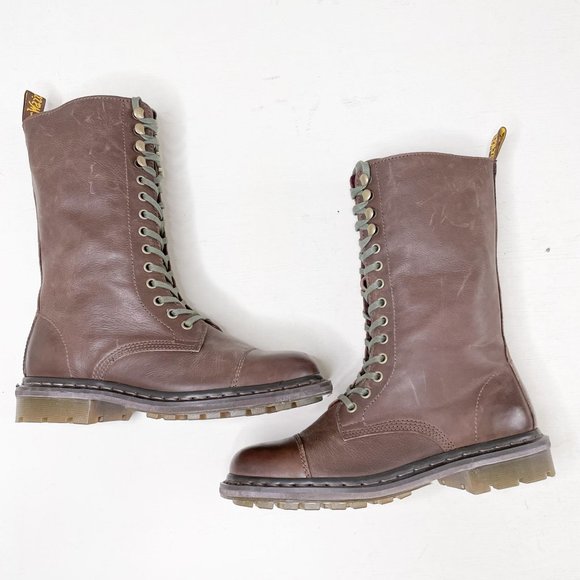 Dr. Martens Brown Combat Boots Womens Size 8 No Box - Picture 7 of 12